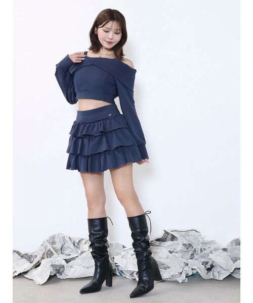 EATME（イートミー）の「オフショルレーススウェットTOP（Tシャツ/カットソー・レディース・グレー/ブラック/ネイビー・FREE）」の4枚目の写真