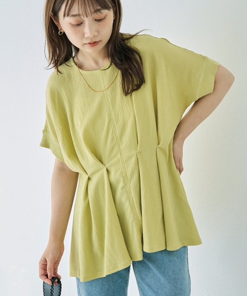 LAVEANGE（ラビアンジェ）の「【洗える】楊柳ストレッチタックブラウス（シャツ/ブラウス・レディース・ブラック/オフホワイト/ライム・M/LL/3L/4L/5L）」の7枚目の写真