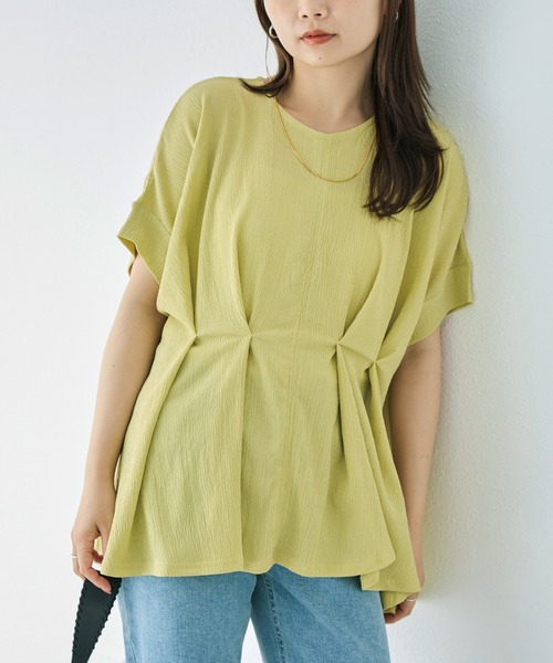 LAVEANGE（ラビアンジェ）の「【洗える】楊柳ストレッチタックブラウス（シャツ/ブラウス・レディース・ブラック/オフホワイト/ライム・M/LL/3L/4L/5L）」の6枚目の写真