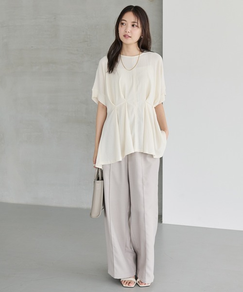 LAVEANGE（ラビアンジェ）の「【洗える】楊柳ストレッチタックブラウス（シャツ/ブラウス・レディース・ブラック/オフホワイト/ライム・M/LL/3L/4L/5L）」の12枚目の写真