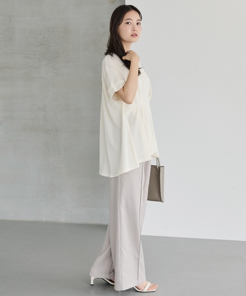 LAVEANGE（ラビアンジェ）の「【洗える】楊柳ストレッチタックブラウス（シャツ/ブラウス・レディース・ブラック/オフホワイト/ライム・M/LL/3L/4L/5L）」の10枚目の写真