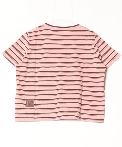 ESSENTIAL（エッセンシャル）の「ボーダー天竺Tシャツ（Tシャツ/カットソー・レディース・ピンク/ブラウン・FREE）」の3枚目の写真