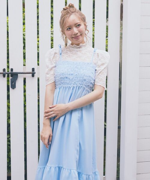Areeam(アリーム)の「チュールフリルティアードキャミワンピース(ワンピース・レディース・ライトブルー/ブラウン・FREE)」の18枚目の写真