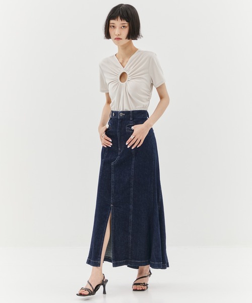 FETICO（フェティコ）の「【FETICO/フェティコ】《STUDIOUS別注》 CIRCLE CUT TEE/サークルカットTシャツ（Tシャツ/カットソー・レディース・ブラック/アイボリー・FREE）」の21枚目の写真