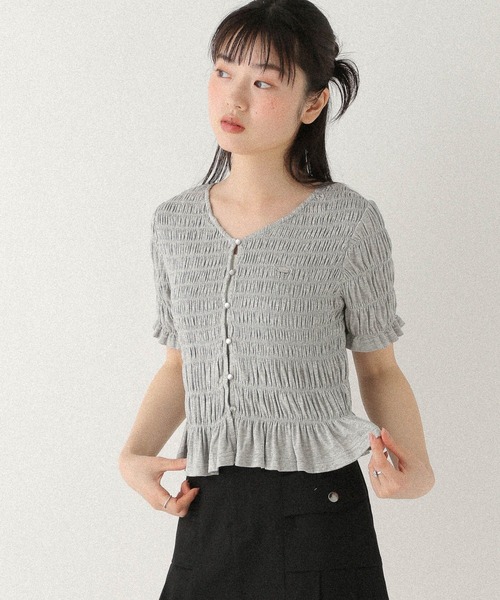 tシャツ モチーフシャーリングカットTEE　574588 レディース モチーフシャーリングカットTEE 574588（Tシャツ/カットソー