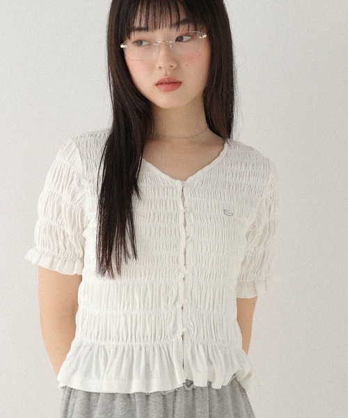 tシャツ モチーフシャーリングカットTEE　574588 レディース モチーフシャーリングカットTEE 574588（Tシャツ/カットソー