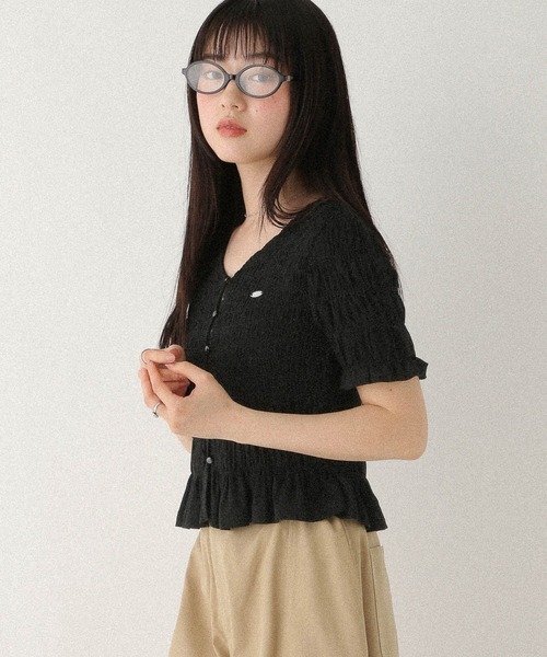 tシャツ モチーフシャーリングカットTEE　574588 レディース モチーフシャーリングカットTEE 574588（Tシャツ/カットソー