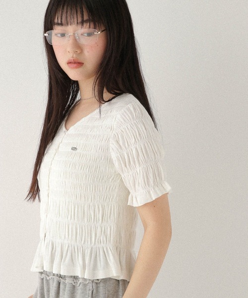 Heather(ヘザー)の「モチーフシャーリングカットTEE 574588(Tシャツ/カットソー・レディース・オフホワイト/グレー/ブラック・FREE)」の12枚目の写真