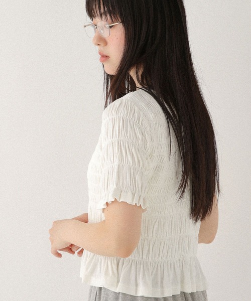 Heather(ヘザー)の「モチーフシャーリングカットTEE 574588(Tシャツ/カットソー・レディース・オフホワイト/グレー/ブラック・FREE)」の11枚目の写真