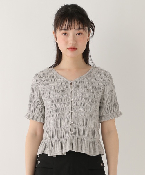tシャツ モチーフシャーリングカットTEE　574588 レディース モチーフシャーリングカットTEE 574588（Tシャツ/カットソー