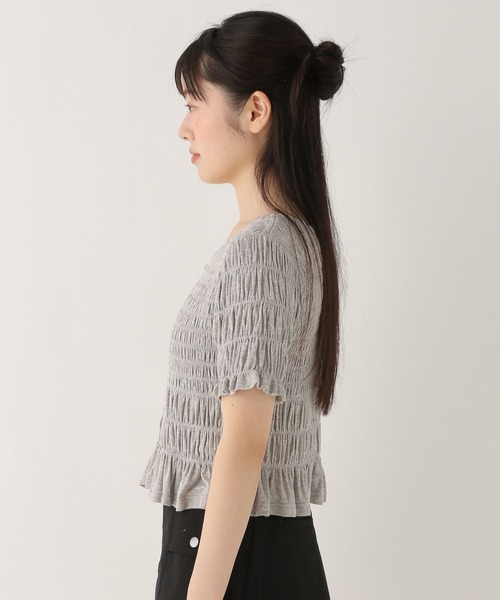 tシャツ モチーフシャーリングカットTEE　574588 レディース モチーフシャーリングカットTEE 574588（Tシャツ/カットソー
