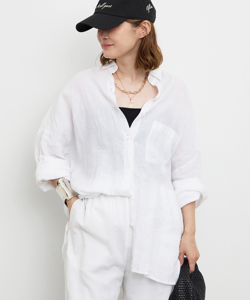 今期　美品　Deuxieme Classe*Linen シャツ　ホワイト Linen シャツ（シャツ/ブラウス）｜Deuxieme Classe
