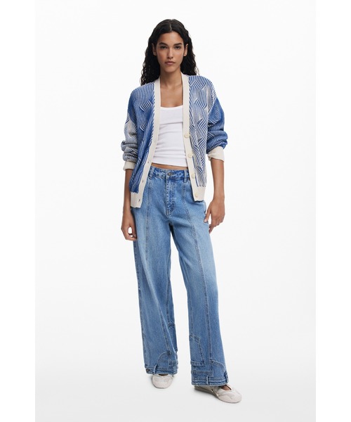 Desigual(デシグアル)の「バイカラーニットカーディガン(カーディガン/ボレロ・レディース・ブルー・XS/S/M/L/XL)」の3枚目の写真