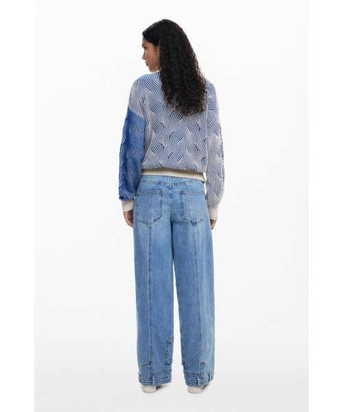 Desigual(デシグアル)の「バイカラーニットカーディガン(カーディガン/ボレロ・レディース・ブルー・XS/S/M/L/XL)」の4枚目の写真