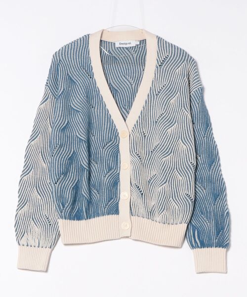 Desigual(デシグアル)の「バイカラーニットカーディガン(カーディガン/ボレロ・レディース・ブルー・XS/S/M/L/XL)」の7枚目の写真