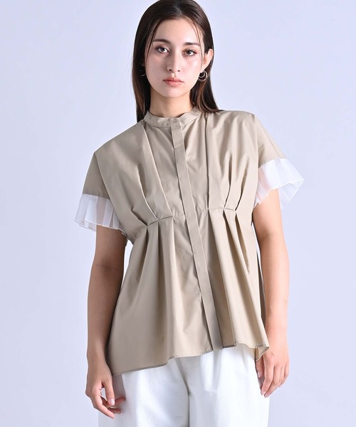 RAW FUDGE(ローファッジ)の「シアープリーツスリーブブラウス(シャツ/ブラウス・レディース・ベージュ/チャコールグレー/オフホワイト・M)」の13枚目の写真