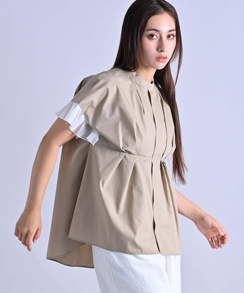 RAW FUDGE(ローファッジ)の「シアープリーツスリーブブラウス(シャツ/ブラウス・レディース・ベージュ/チャコールグレー/オフホワイト・M)」の17枚目の写真