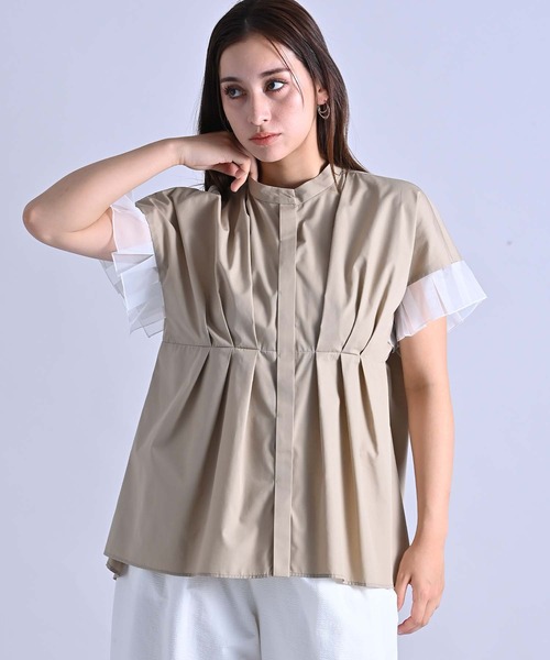 RAW FUDGE(ローファッジ)の「シアープリーツスリーブブラウス(シャツ/ブラウス・レディース・ベージュ/チャコールグレー/オフホワイト・M)」の14枚目の写真