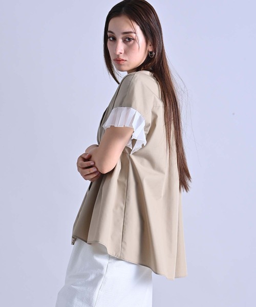 RAW FUDGE(ローファッジ)の「シアープリーツスリーブブラウス(シャツ/ブラウス・レディース・ベージュ/チャコールグレー/オフホワイト・M)」の15枚目の写真