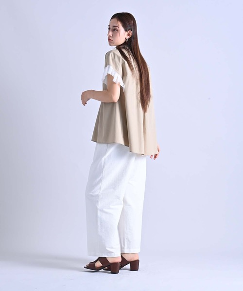 RAW FUDGE(ローファッジ)の「シアープリーツスリーブブラウス(シャツ/ブラウス・レディース・ベージュ/チャコールグレー/オフホワイト・M)」の19枚目の写真