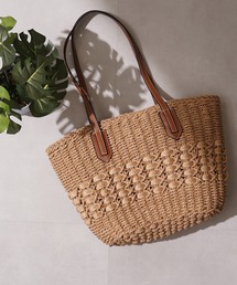 PU使い 編み込み かごバッグ / PU woven basket bag
