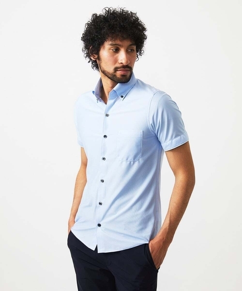 MICHEL KLEIN HOMME (ミッシェルクランオム)の「《日本製》マイクロチェック柄半袖シャツ(シャツ/ブラウス・メンズ・グレー/ブルー/ライトブルー・MEDIUM/LARGE/X-LARGE)」の8枚目の写真
