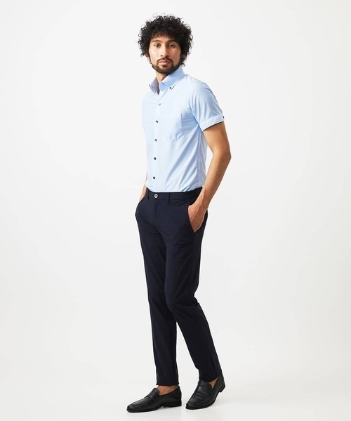 MICHEL KLEIN HOMME (ミッシェルクランオム)の「《日本製》マイクロチェック柄半袖シャツ(シャツ/ブラウス・メンズ・グレー/ブルー/ライトブルー・MEDIUM/LARGE/X-LARGE)」の9枚目の写真