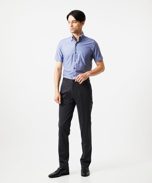 MICHEL KLEIN HOMME (ミッシェルクランオム)の「《日本製》マイクロチェック柄半袖シャツ(シャツ/ブラウス・メンズ・グレー/ブルー/ライトブルー・MEDIUM/LARGE/X-LARGE)」の10枚目の写真