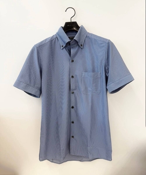 MICHEL KLEIN HOMME (ミッシェルクランオム)の「《日本製》マイクロチェック柄半袖シャツ(シャツ/ブラウス・メンズ・グレー/ブルー/ライトブルー・MEDIUM/LARGE/X-LARGE)」の12枚目の写真