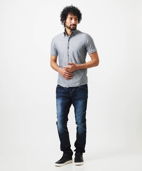 MICHEL KLEIN HOMME (ミッシェルクランオム)の「《日本製》マイクロチェック柄半袖シャツ(シャツ/ブラウス・メンズ・グレー/ブルー/ライトブルー・MEDIUM/LARGE/X-LARGE)」の14枚目の写真