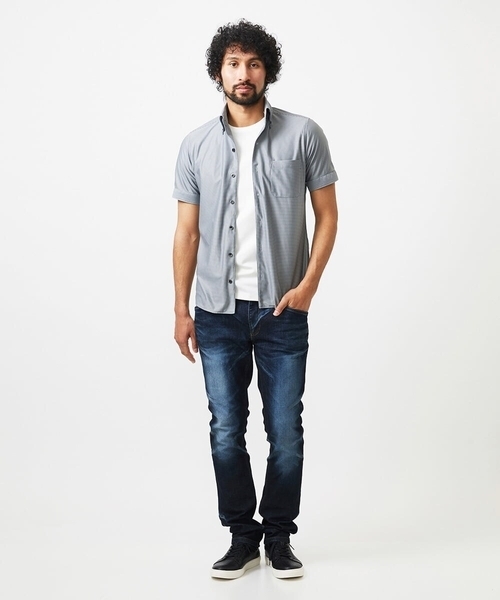 MICHEL KLEIN HOMME (ミッシェルクランオム)の「《日本製》マイクロチェック柄半袖シャツ(シャツ/ブラウス・メンズ・グレー/ブルー/ライトブルー・MEDIUM/LARGE/X-LARGE)」の15枚目の写真