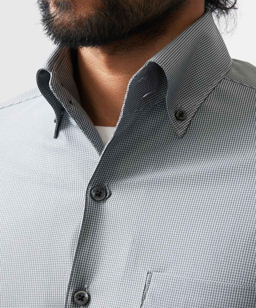 MICHEL KLEIN HOMME (ミッシェルクランオム)の「《日本製》マイクロチェック柄半袖シャツ(シャツ/ブラウス・メンズ・グレー/ブルー/ライトブルー・MEDIUM/LARGE/X-LARGE)」の19枚目の写真