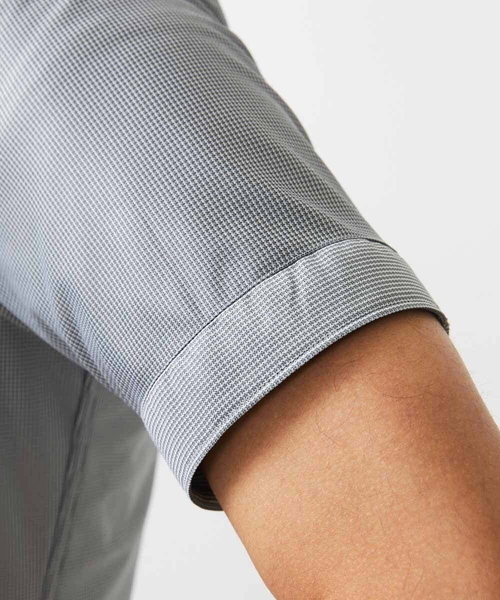 MICHEL KLEIN HOMME (ミッシェルクランオム)の「《日本製》マイクロチェック柄半袖シャツ(シャツ/ブラウス・メンズ・グレー/ブルー/ライトブルー・MEDIUM/LARGE/X-LARGE)」の4枚目の写真