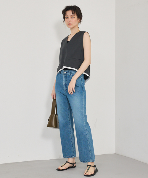 qualite(カリテ)の「【セットアップ対応】ウールライクジレ/ノースリーブトップス(タンクトップ・レディース・ベージュ/チャコールグレー・フリー)」の18枚目の写真