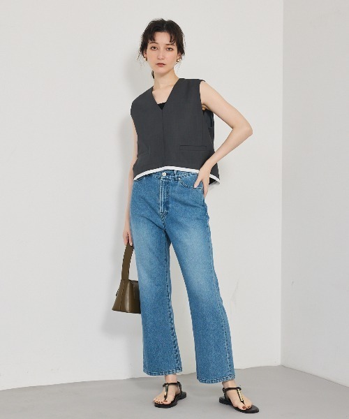 qualite(カリテ)の「【セットアップ対応】ウールライクジレ/ノースリーブトップス(タンクトップ・レディース・ベージュ/チャコールグレー・フリー)」の12枚目の写真