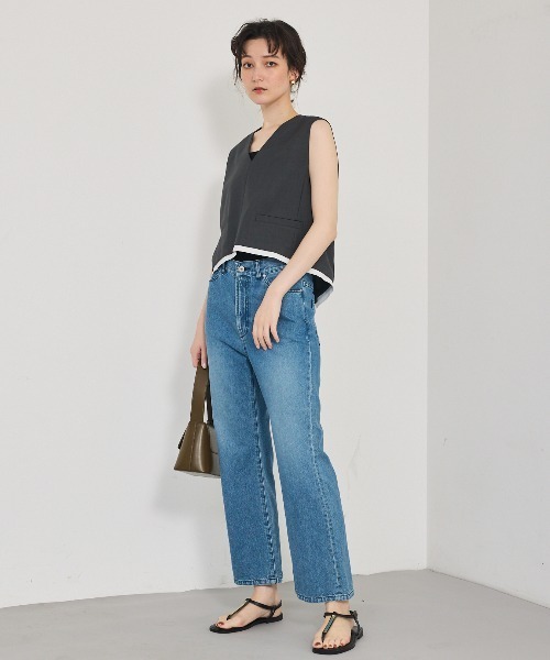 qualite(カリテ)の「【セットアップ対応】ウールライクジレ/ノースリーブトップス(タンクトップ・レディース・ベージュ/チャコールグレー・フリー)」の13枚目の写真