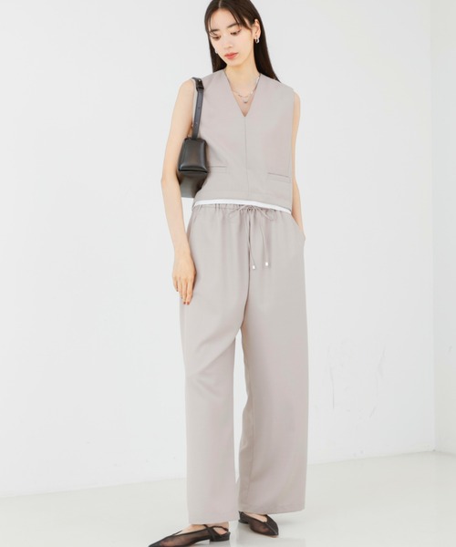 qualite(カリテ)の「【セットアップ対応】ウールライクジレ/ノースリーブトップス(タンクトップ・レディース・ベージュ/チャコールグレー・フリー)」の15枚目の写真