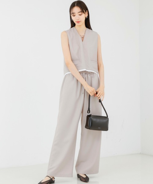 qualite(カリテ)の「【セットアップ対応】ウールライクジレ/ノースリーブトップス(タンクトップ・レディース・ベージュ/チャコールグレー・フリー)」の16枚目の写真