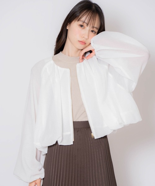 NOELA（ノエラ）の「シアーバルーンブルゾン（ブルゾン・レディース・ライトグレー/ブラック/オフホワイト・フリー）」の2枚目の写真