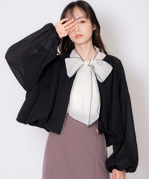 NOELA（ノエラ）の「シアーバルーンブルゾン（ブルゾン・レディース・ライトグレー/ブラック/オフホワイト・フリー）」の3枚目の写真