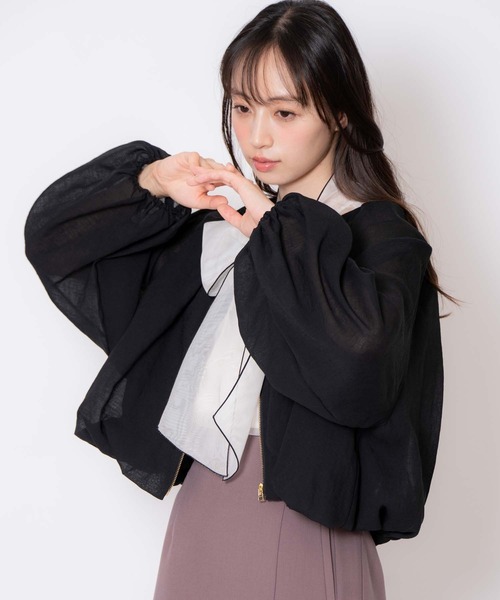 NOELA（ノエラ）の「シアーバルーンブルゾン（ブルゾン・レディース・ライトグレー/ブラック/オフホワイト・フリー）」の4枚目の写真