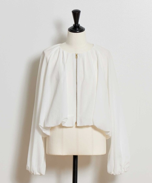 NOELA（ノエラ）の「シアーバルーンブルゾン（ブルゾン・レディース・ライトグレー/ブラック/オフホワイト・フリー）」の7枚目の写真