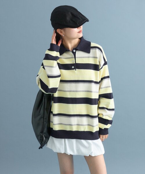 セール】マルチボーダーラガーニット（ニット/セーター）｜mystic