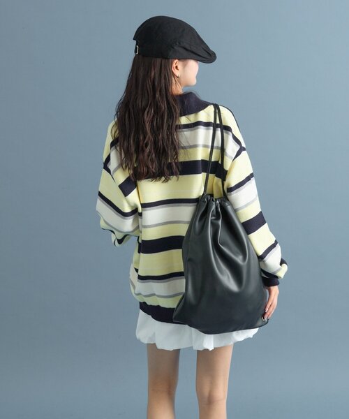 mystic（ミスティック）の「【柔らか素材/2色展開】マルチボーダーラガーニット（ニット/セーター・レディース・ネイビー/ピンク・FREE）」の12枚目の写真