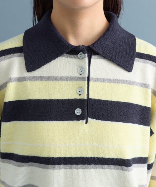 mystic（ミスティック）の「【柔らか素材/2色展開】マルチボーダーラガーニット（ニット/セーター・レディース・ネイビー/ピンク・FREE）」の17枚目の写真