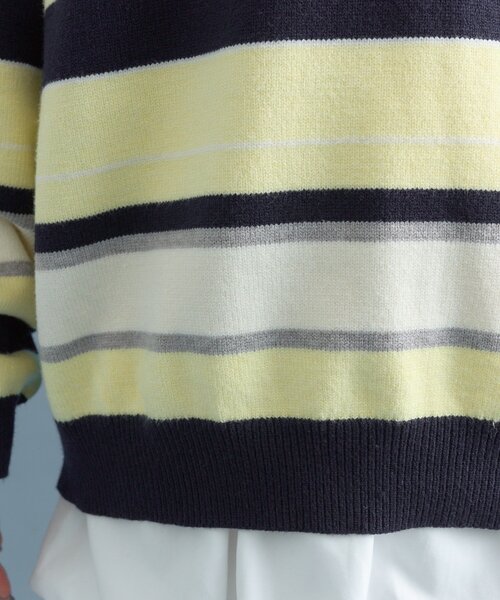 mystic（ミスティック）の「【柔らか素材/2色展開】マルチボーダーラガーニット（ニット/セーター・レディース・ネイビー/ピンク・FREE）」の18枚目の写真