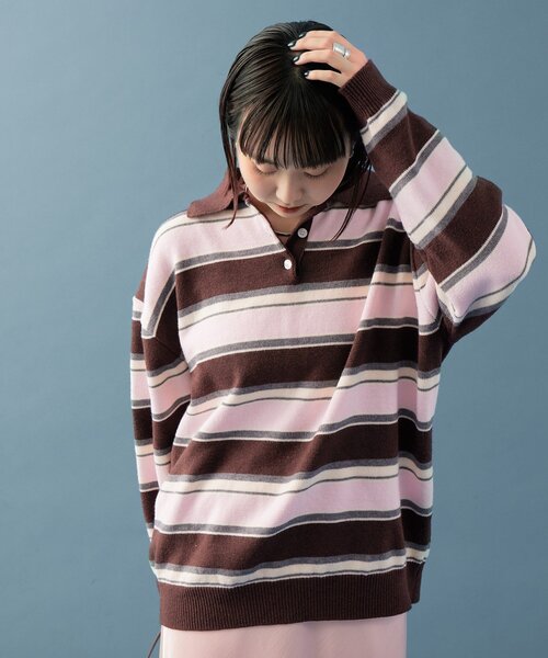 マルチボーダーラガーニット（ニット/セーター）｜mystic