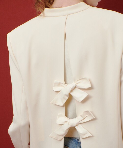 LOULOU WILLOUGHBYダブルクロスリボンジャケット allureville｜【LOULOU WILLOUGHBY】ダブルクロスノーカラー