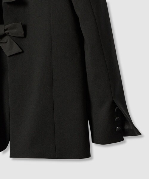 LOULOU WILLOUGHBY】ダブルクロスノーカラーリボンジャケット