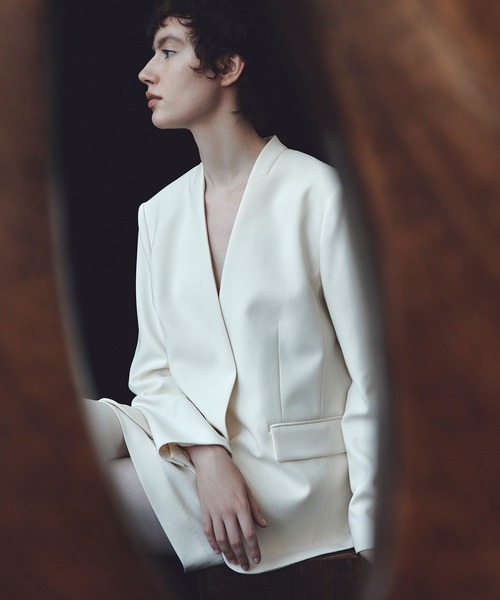 LOULOU WILLOUGHBY】ダブルクロスノーカラーリボンジャケット